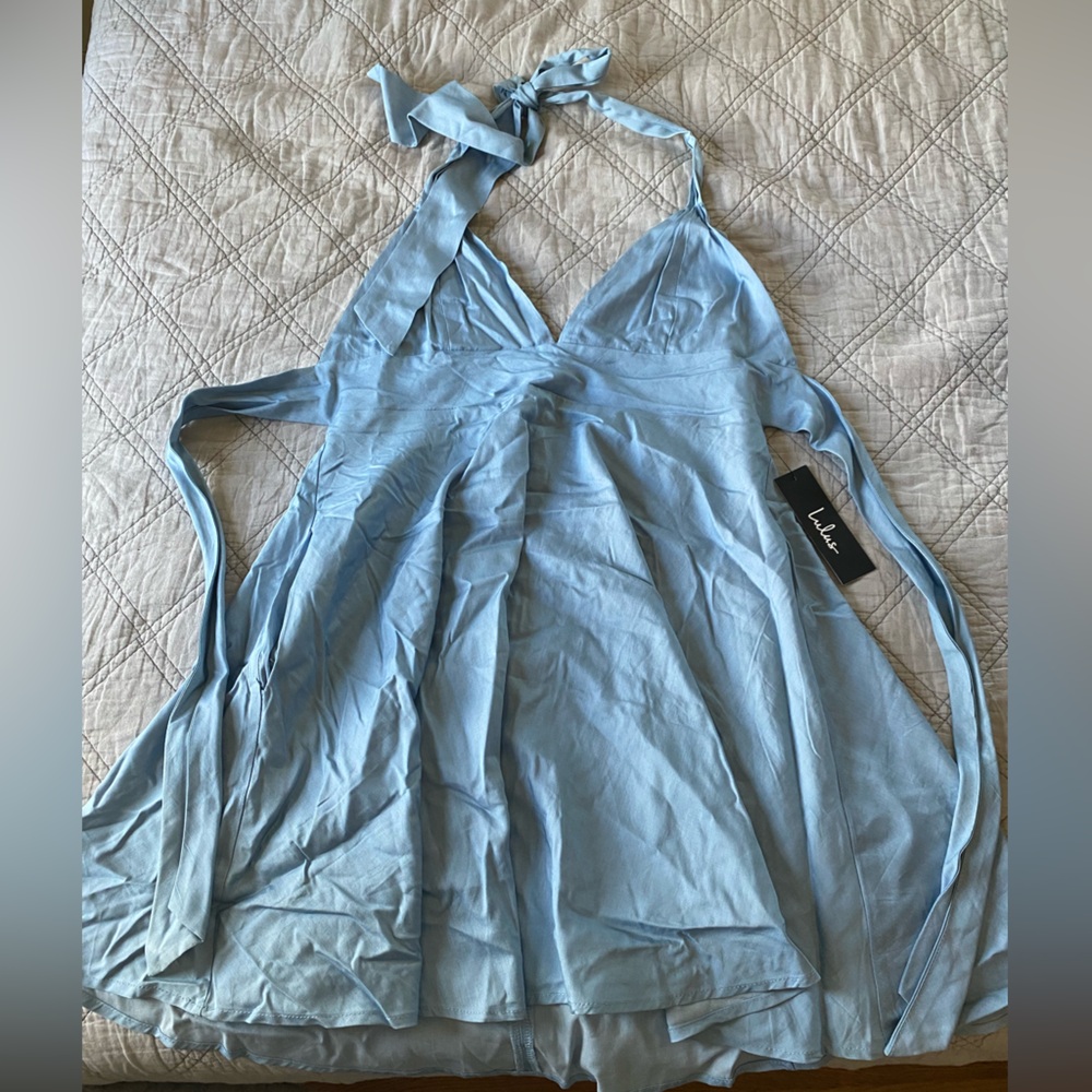 Lulu's blue halter dress